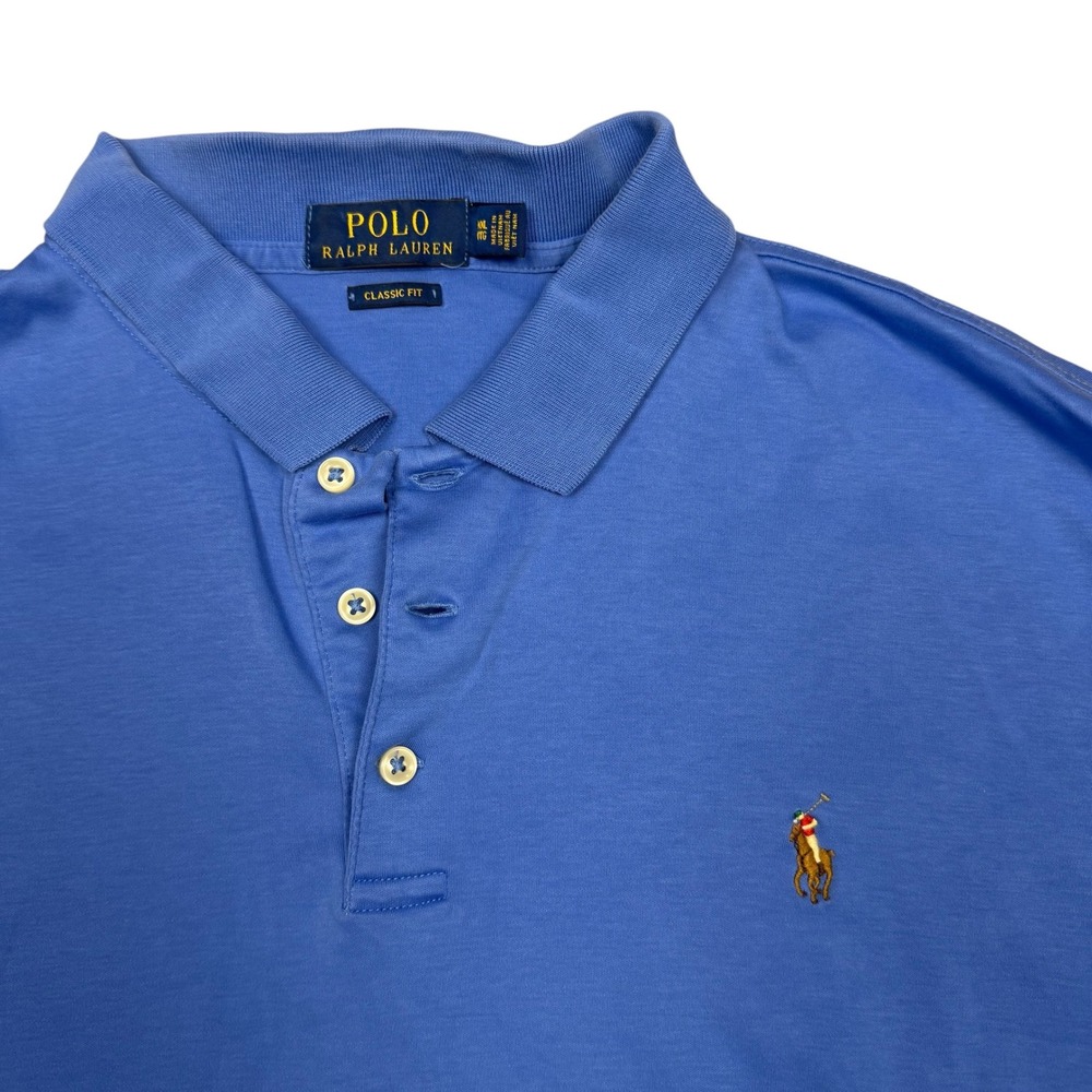 Polo Ralph Lauren Mens XXL Blue Classic Fit Short Sleeve Pony Logo Polo Shirt